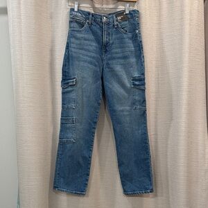NWT Express Denim Straight Ankle High Rise  Cargo Jeans Women’s Size 6
